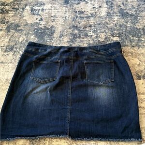CJ Banks Dark Blue Denim Mini Skirt